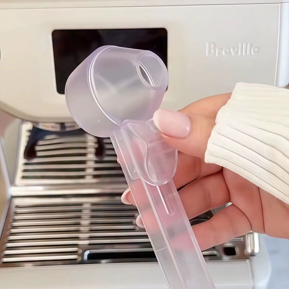 Multifunctional measuring spoon funnel, protein powder dispenser, sliding spoon, coffee milk powder, leak-proof spill-proof protein powder funnel