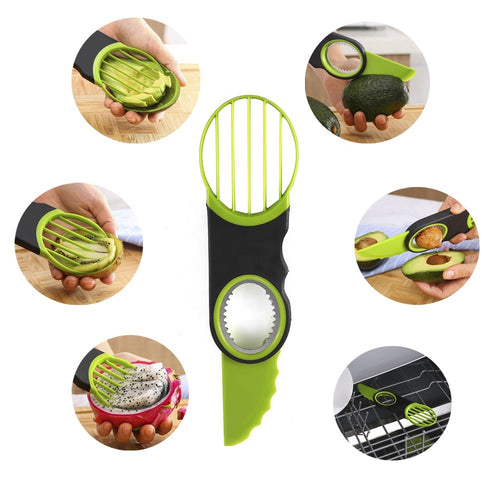 3-in-1 Avocado Slicer, Pitter & Cutter Tool, Multi-Use Fruit Slicer for Avocado, Kiwi & Dragon Fruit