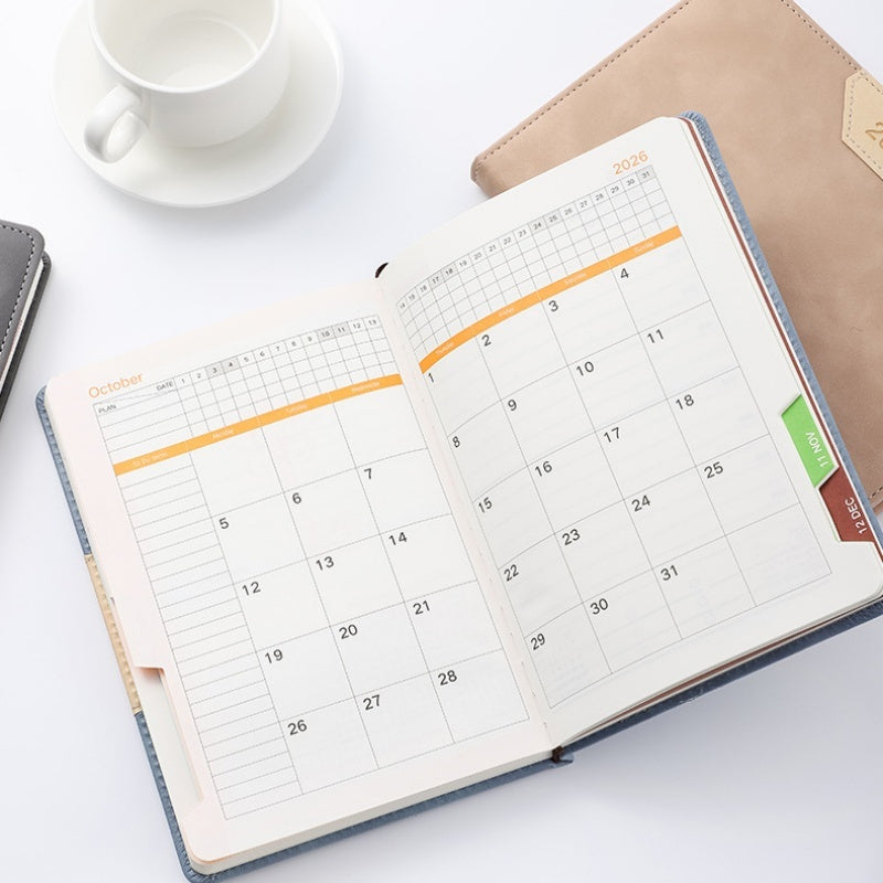 365-Day Work Efficiency Handbook 2027 Colour Index Diary  Leather-Look Business Planner with Monthly Colour Tabs