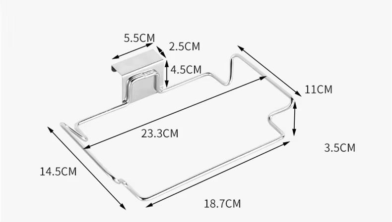 Stainless Steel Trash, garbage, rubbish, vegetable peels Bag Holder  Over Cabinet Door Hanging Bag Rack for Kitchen