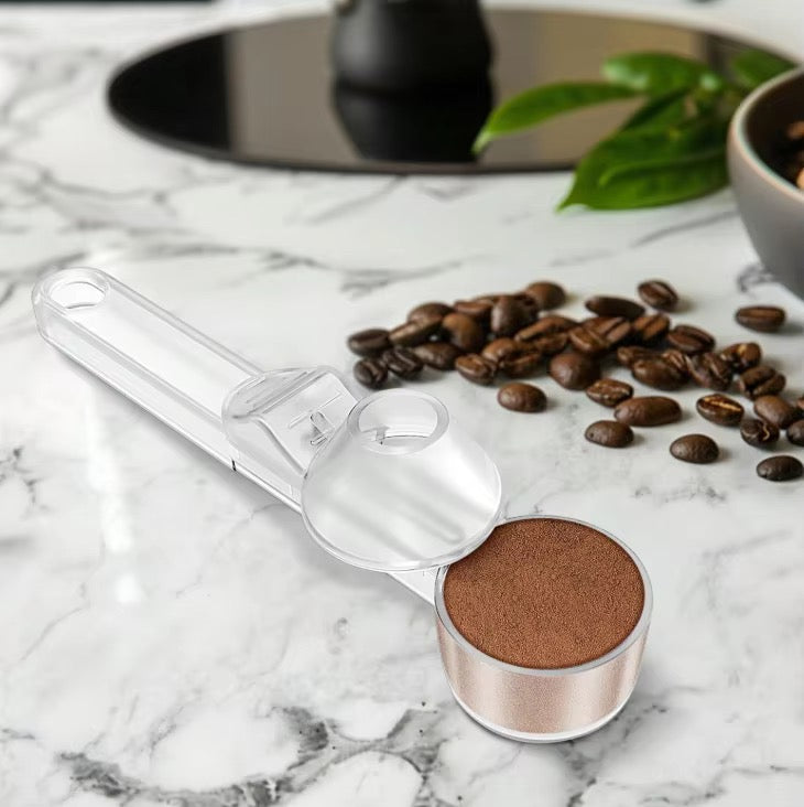 Multifunctional measuring spoon funnel, protein powder dispenser, sliding spoon, coffee milk powder, leak-proof spill-proof protein powder funnel