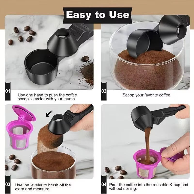 Multifunctional measuring spoon funnel, protein powder dispenser, sliding spoon, coffee milk powder, leak-proof spill-proof protein powder funnel
