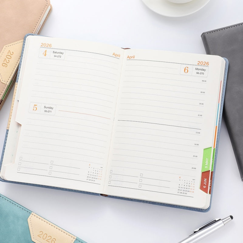 365-Day Work Efficiency Handbook 2027 Colour Index Diary  Leather-Look Business Planner with Monthly Colour Tabs
