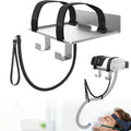 Wall-mounted metal storage rack with a flexible tube hooked to the face shield, adjustable and liftable