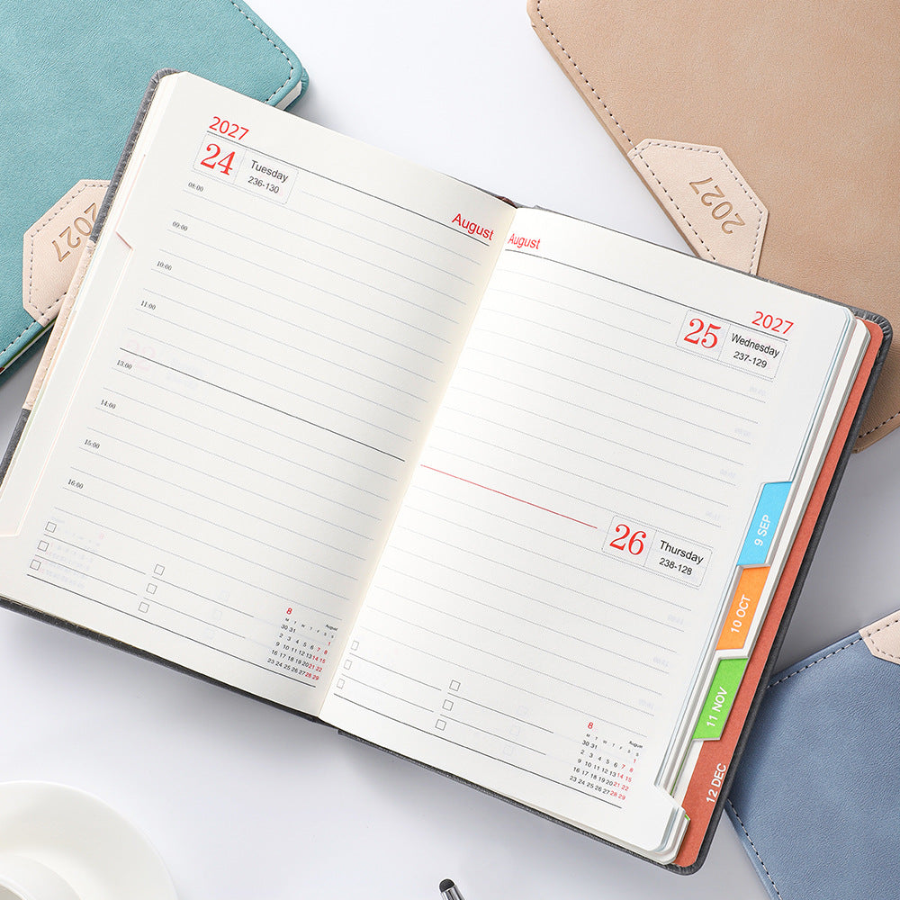 365-Day Work Efficiency Handbook 2027 Colour Index Diary  Leather-Look Business Planner with Monthly Colour Tabs