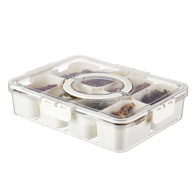 4-8 Compartment Divided Serving Tray with Lid & Handle  Clear Snack Box for Party, Charcuterie, Veggie, Fruit & Nut seasoning boxes, refrigerator storage boxes, kitchen sealed compartment storage boxes, moisture-proof fresh-keeping spice boxes