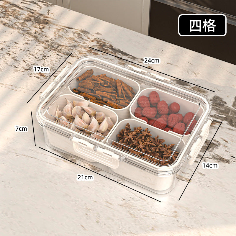 4-8 Compartment Divided Serving Tray with Lid & Handle  Clear Snack Box for Party, Charcuterie, Veggie, Fruit & Nut seasoning boxes, refrigerator storage boxes, kitchen sealed compartment storage boxes, moisture-proof fresh-keeping spice boxes