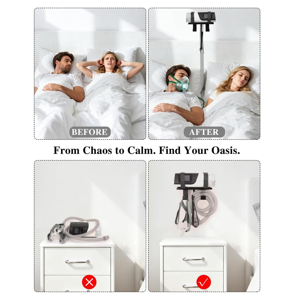 Wall-mounted metal storage rack with a flexible tube hooked to the face shield, adjustable and liftable